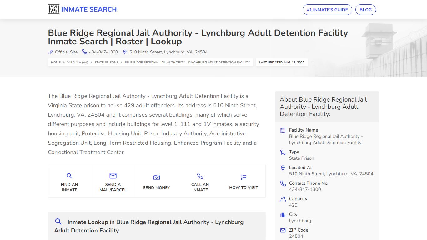 Blue Ridge Regional Jail Authority - Nationwide Inmate Search